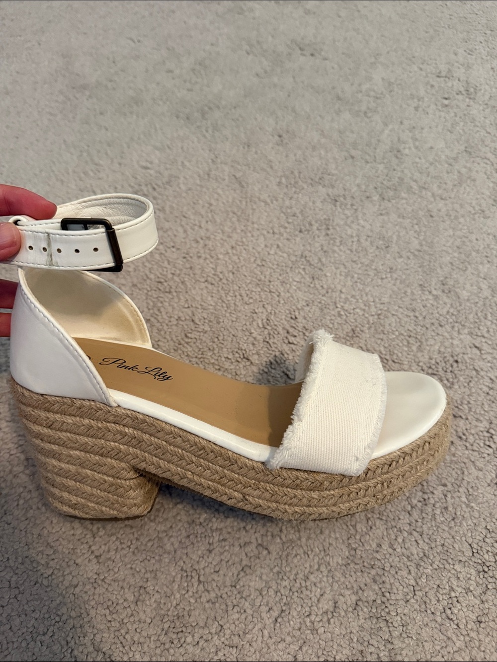 White Pink Lily Wedge Sandals - Women's